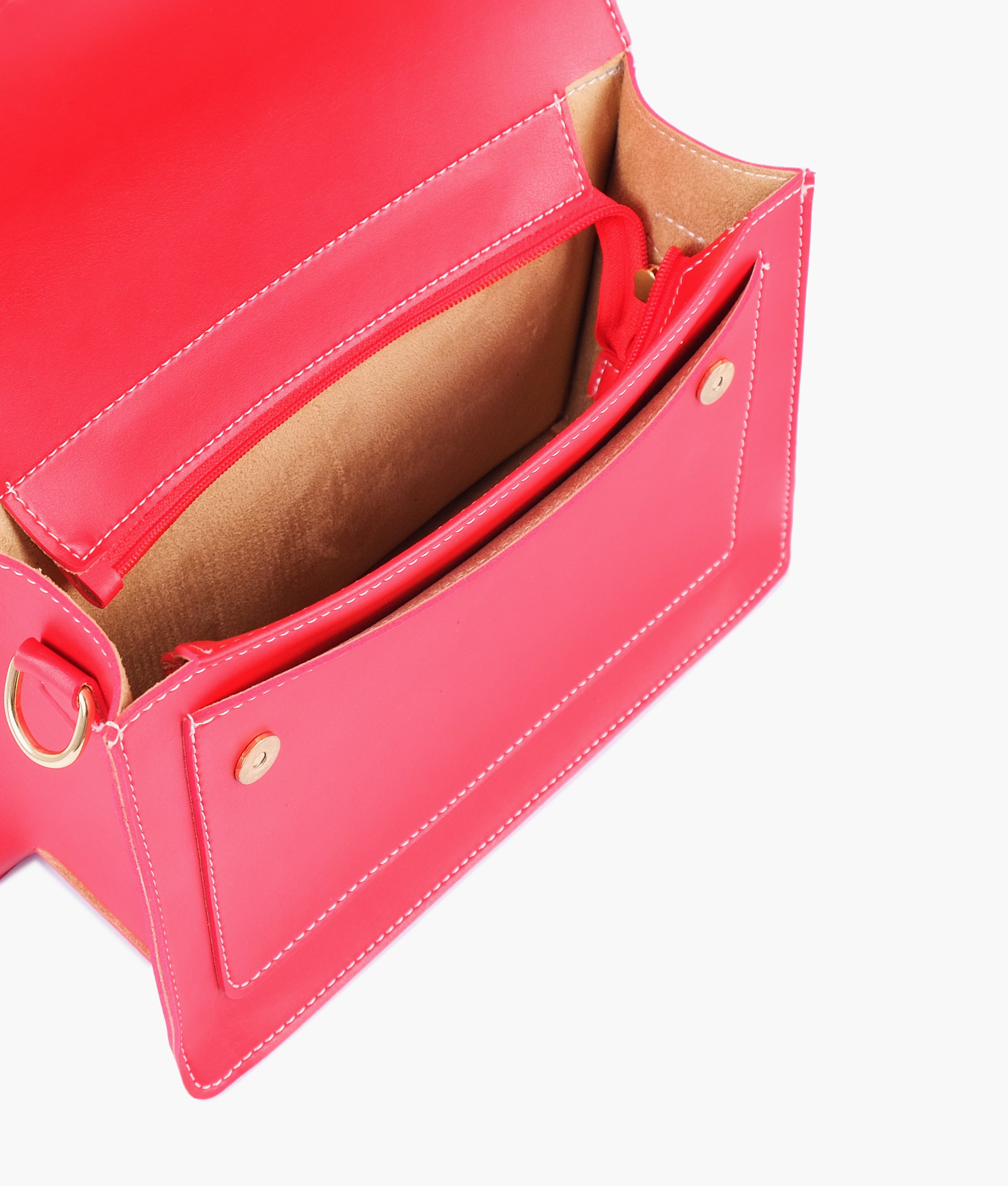 Red half flap cross-body bag