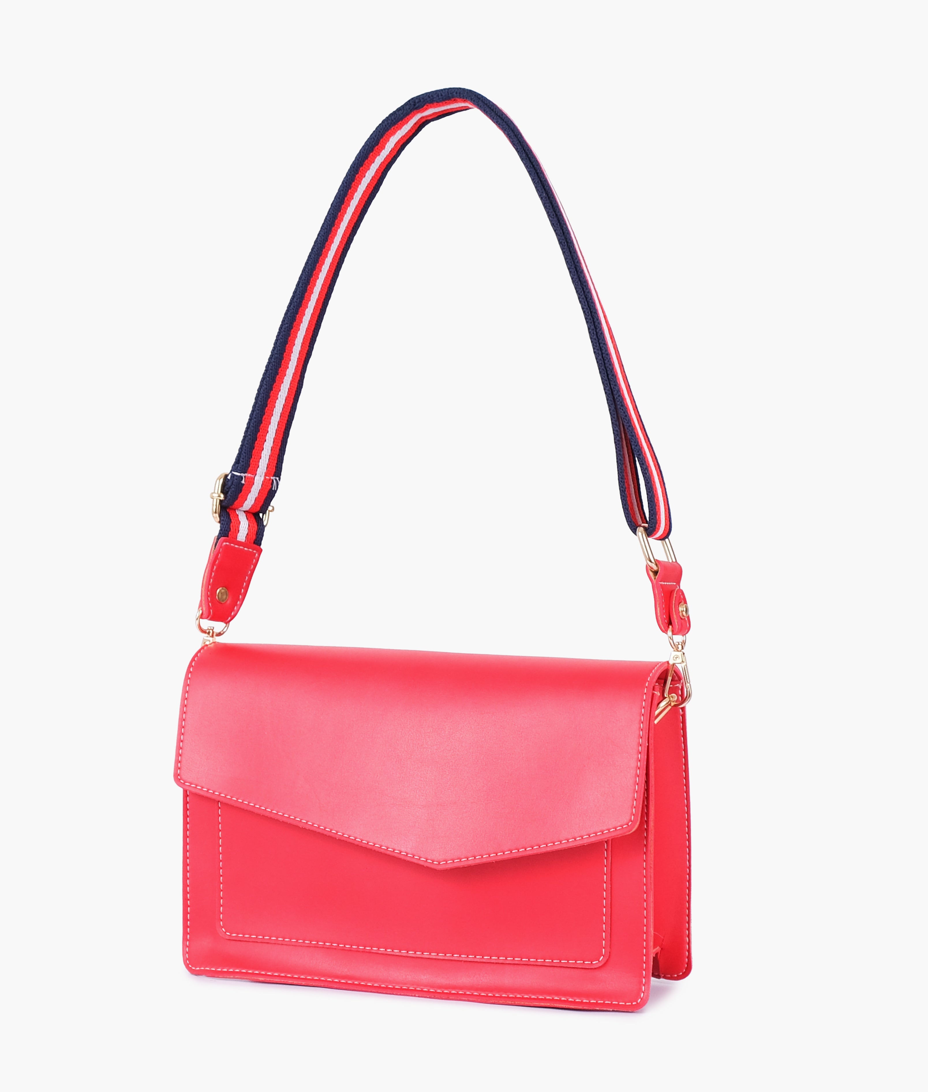 Red half flap cross-body bag