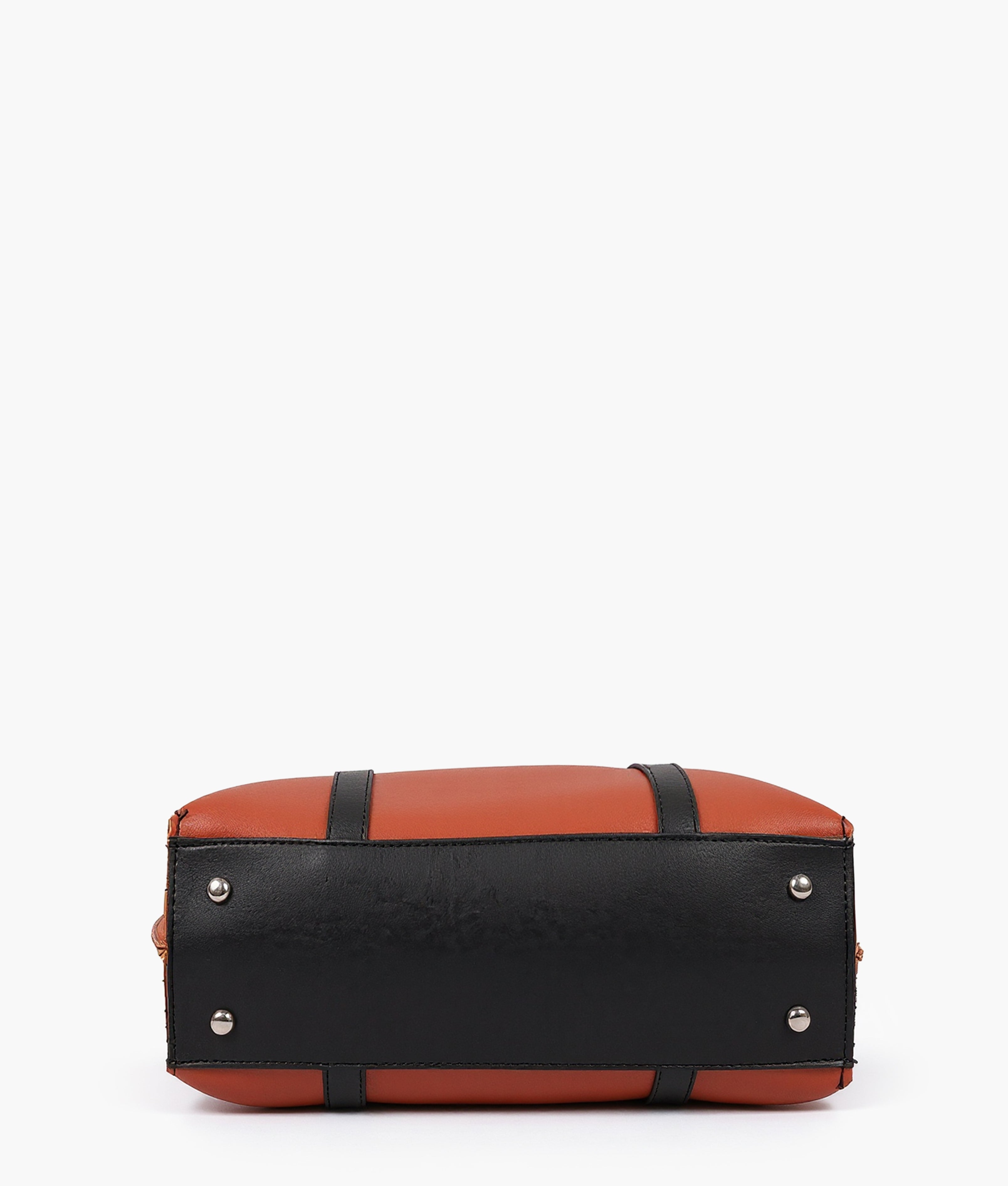 Rust and black double-handle tote bag