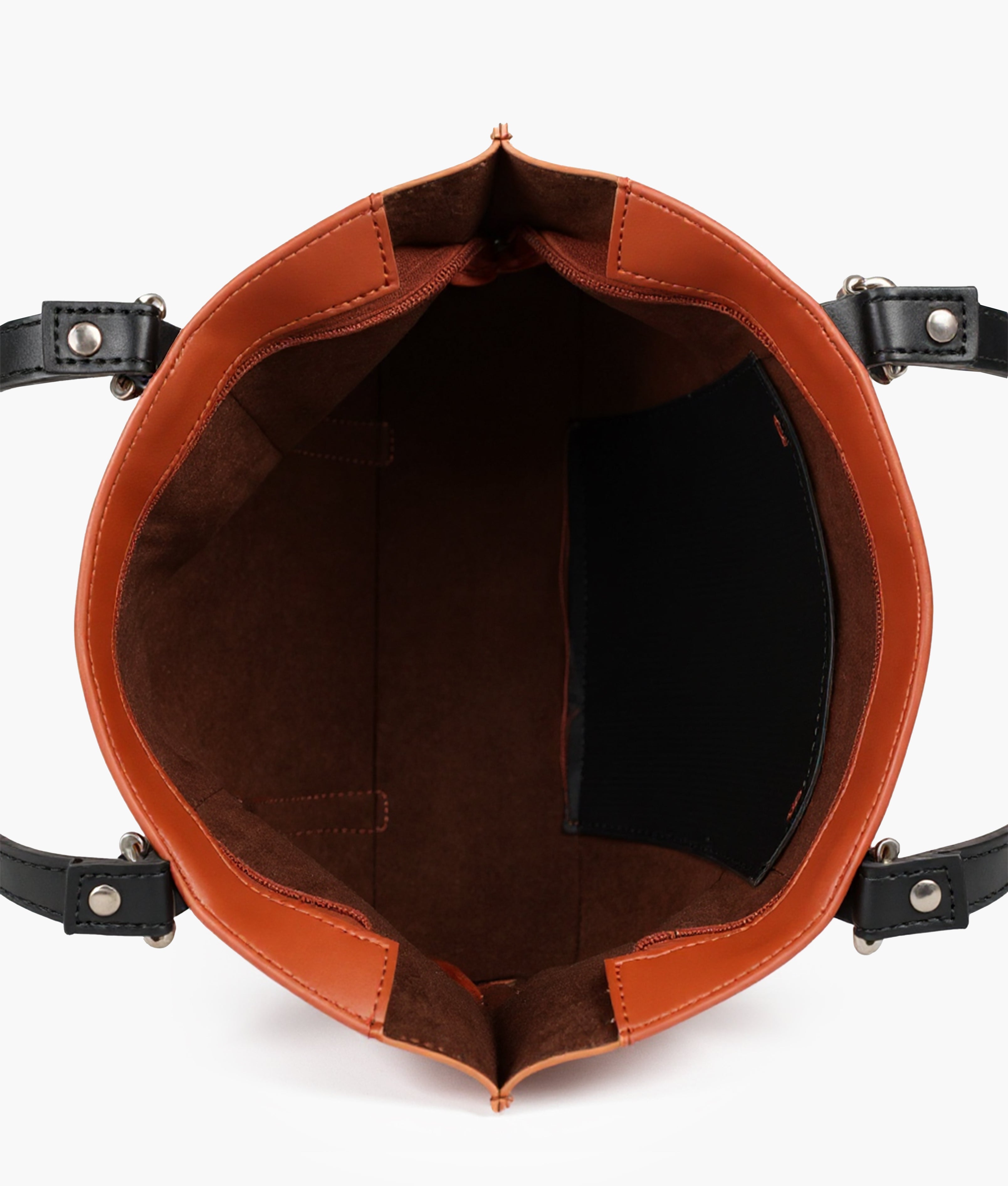 Rust and black double-handle tote bag