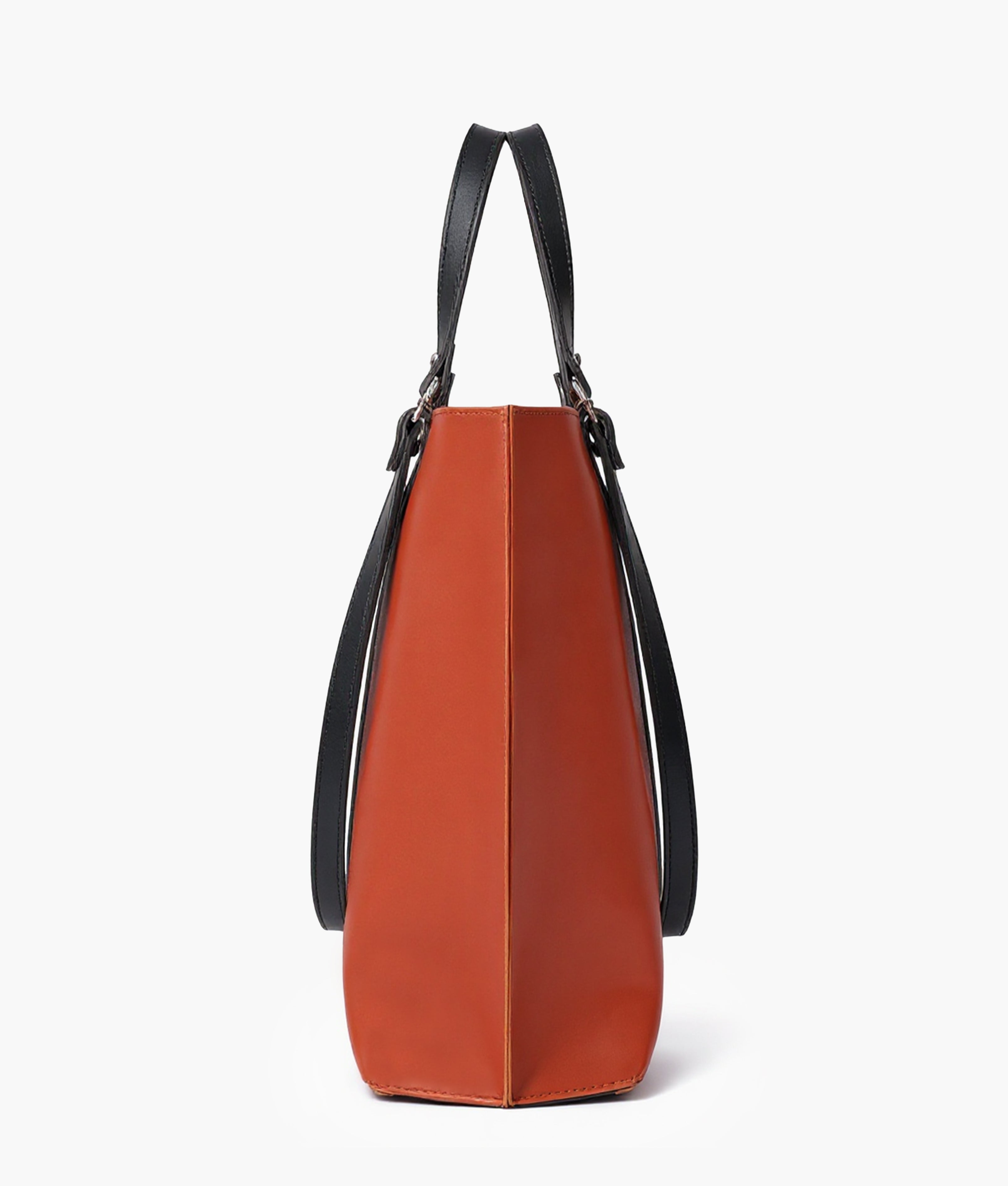 Rust and black double-handle tote bag