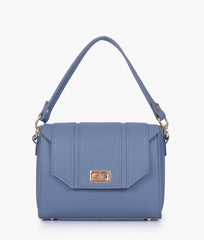 Sky blue compact top-handle cross-body bag