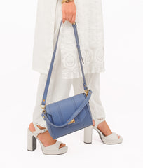 Sky blue compact top-handle cross-body bag