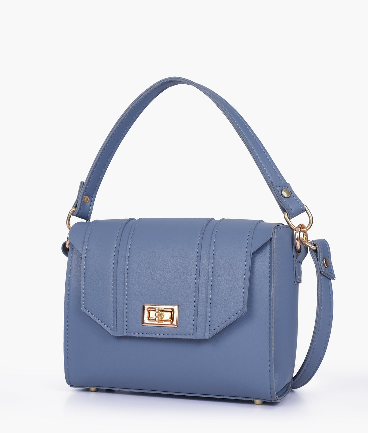 Sky blue compact top-handle cross-body bag