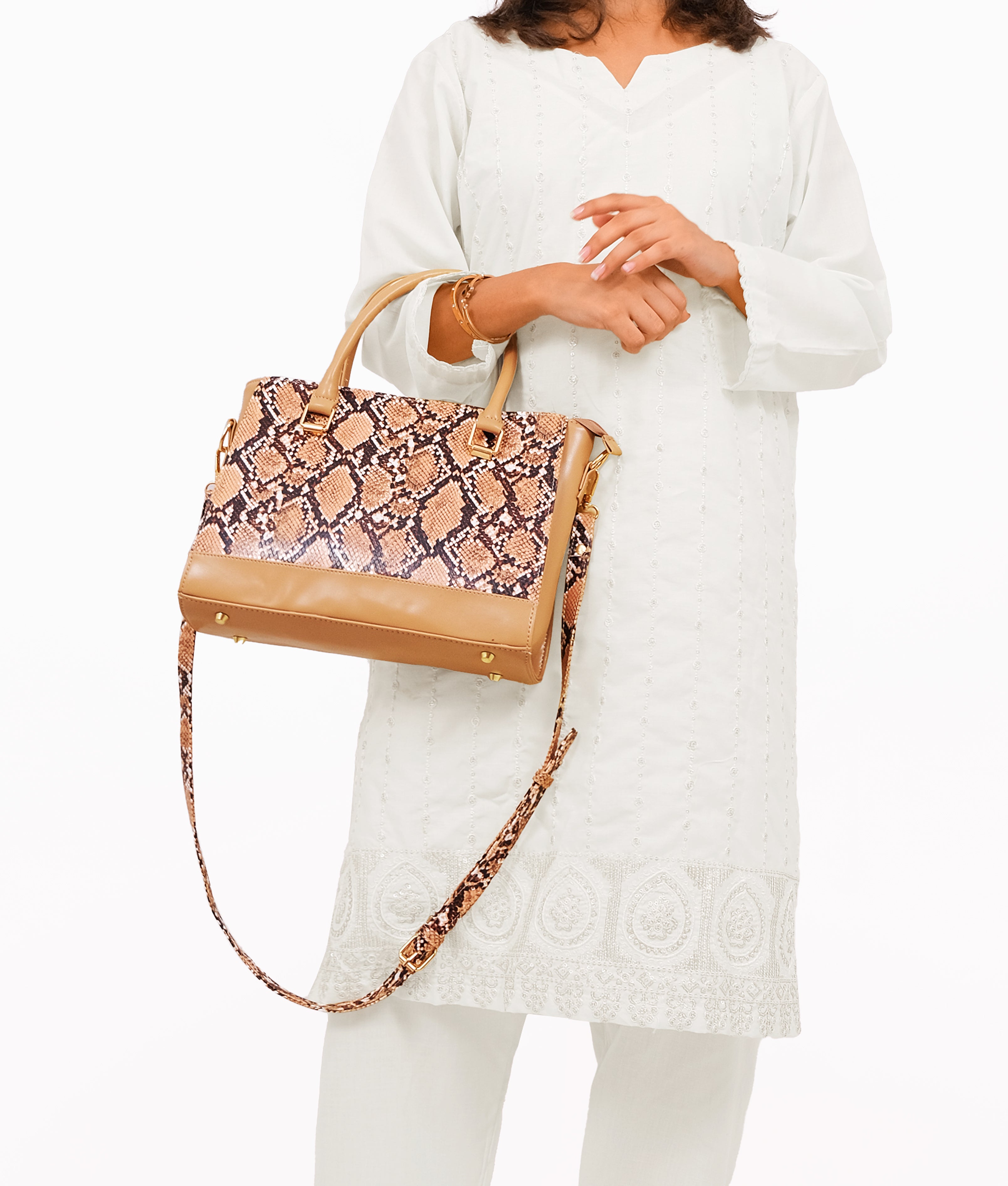 Beige snake handbag