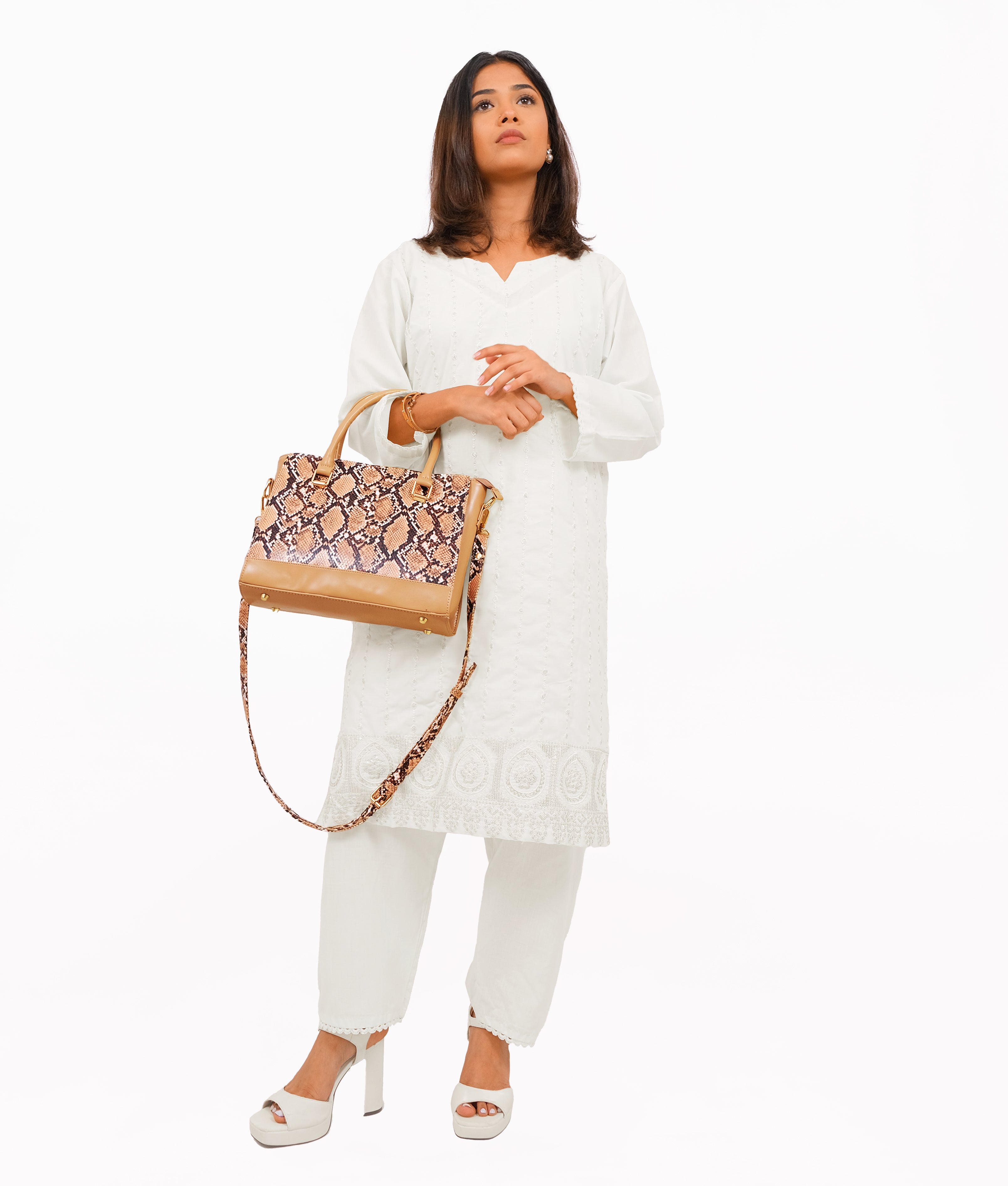 Beige snake handbag
