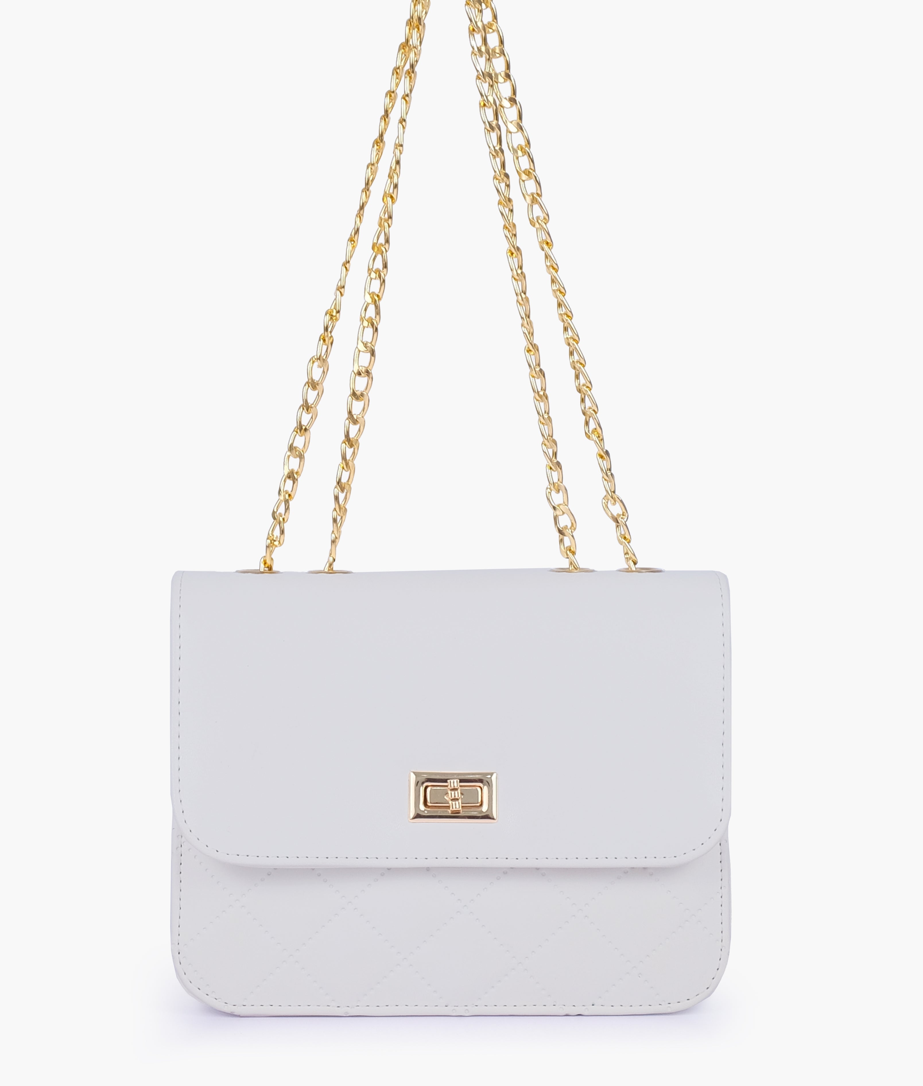 White quilted chain cross-body bag