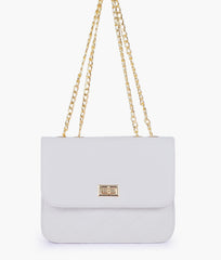 White quilted chain cross-body bag