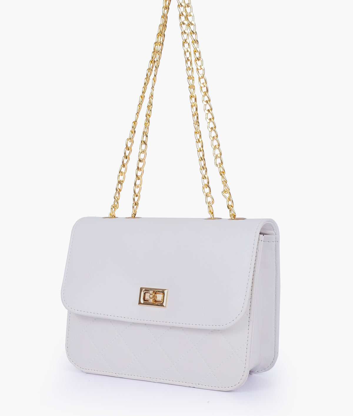 White quilted chain cross-body bag