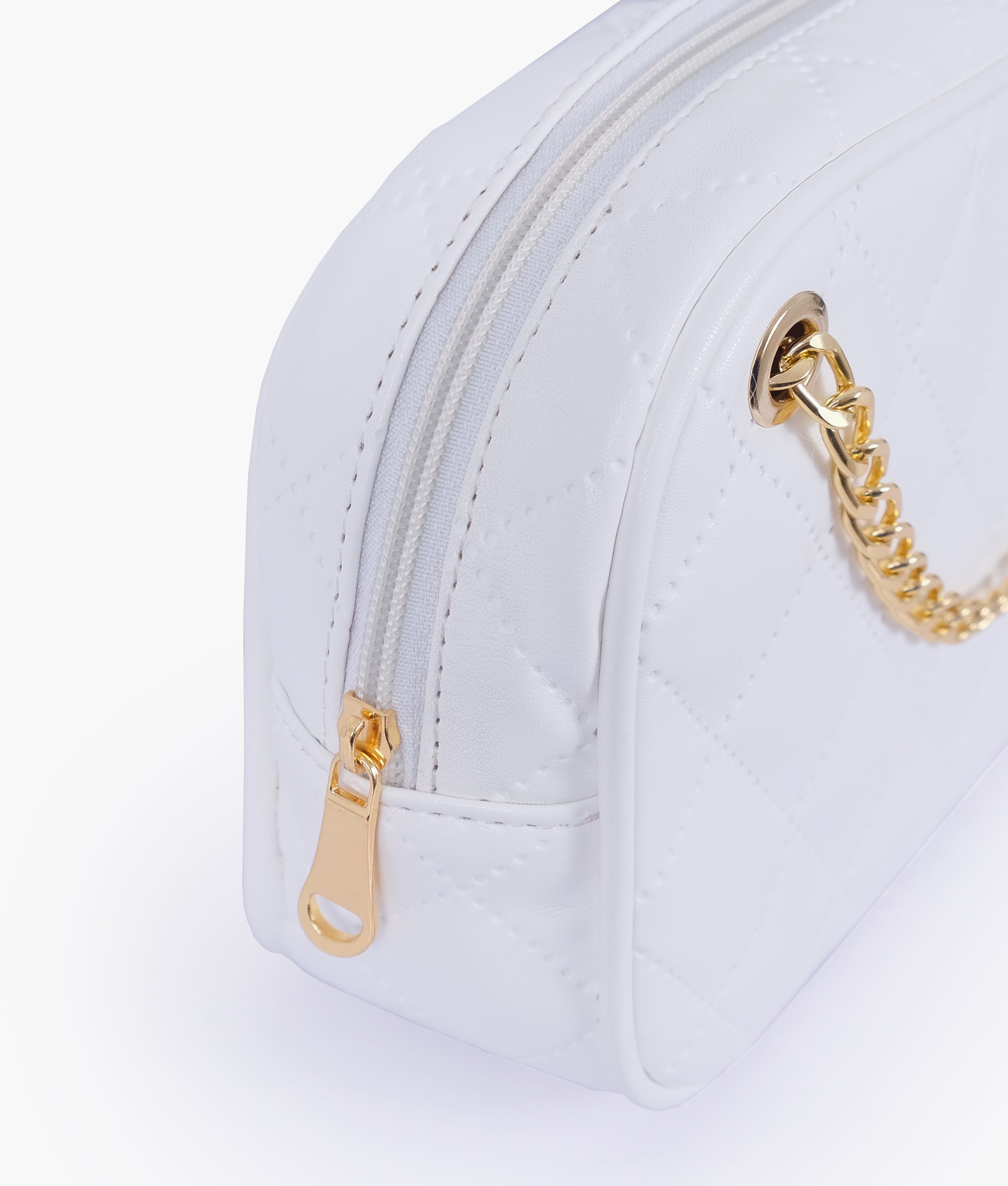 White quilted rectangle cross-body bag