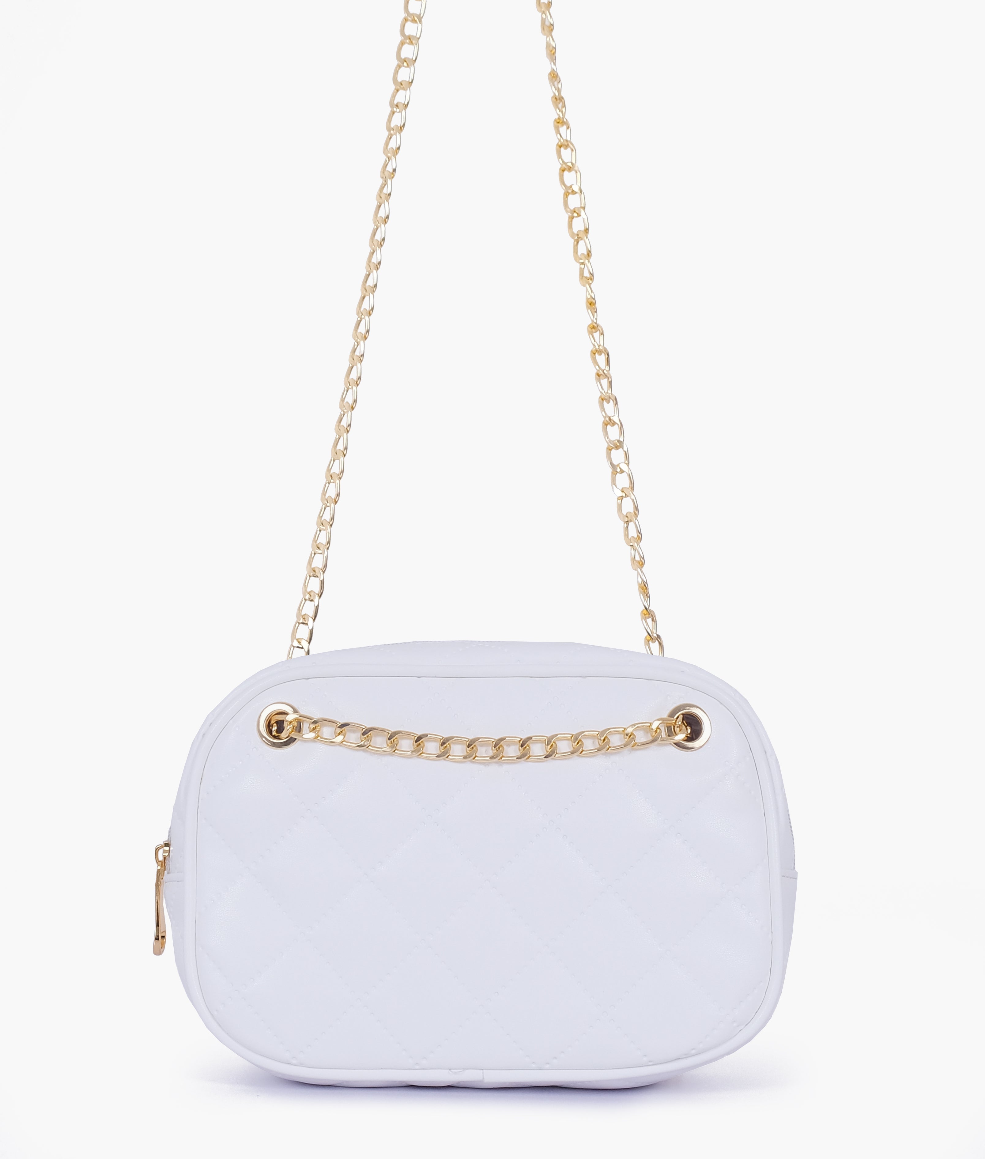 White quilted rectangle cross-body bag