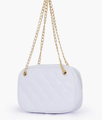 White quilted rectangle cross-body bag