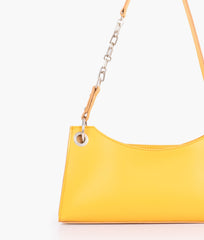 Yellow elongated chain handle purse