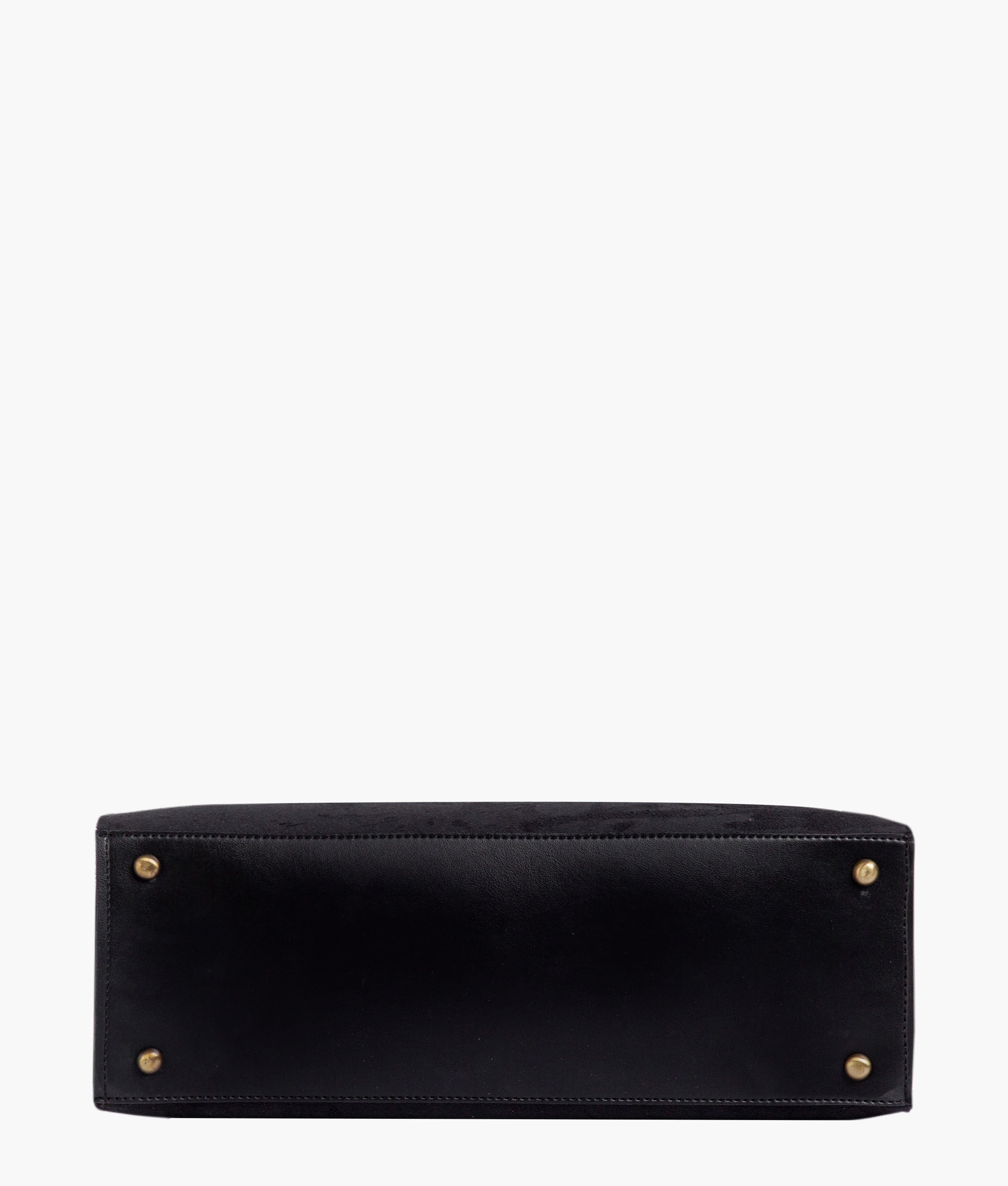 Black suede workplace handbag