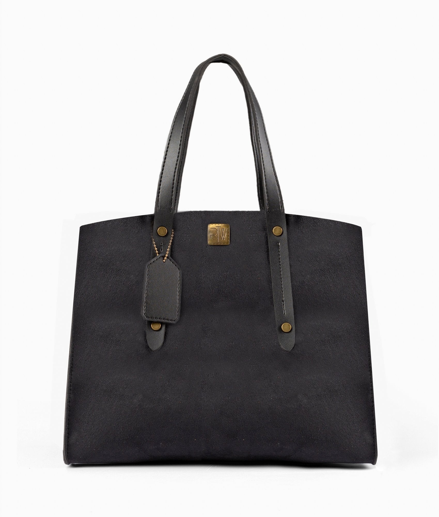 Black suede multi compartment satchel bag