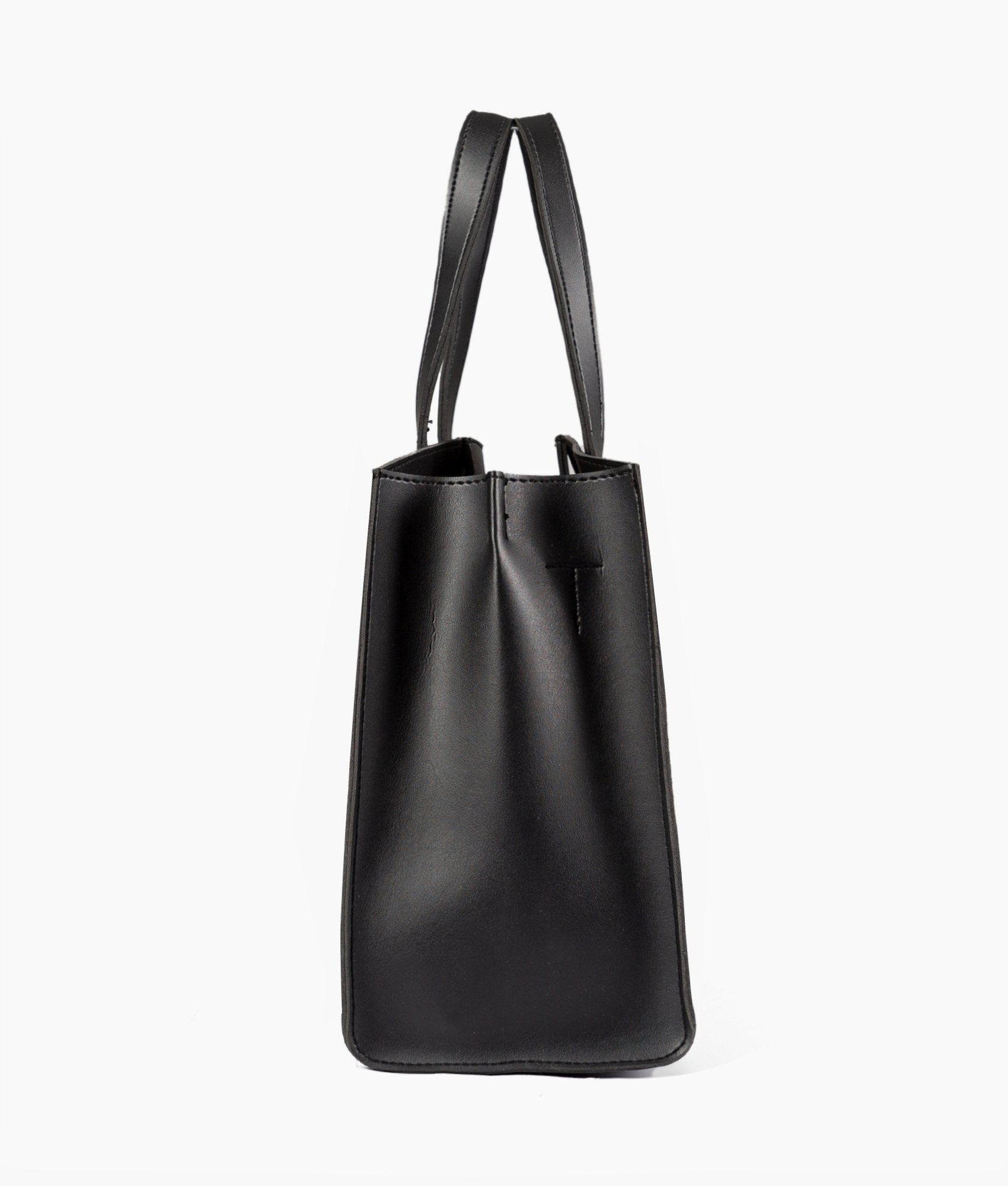 Black suede multi compartment satchel bag
