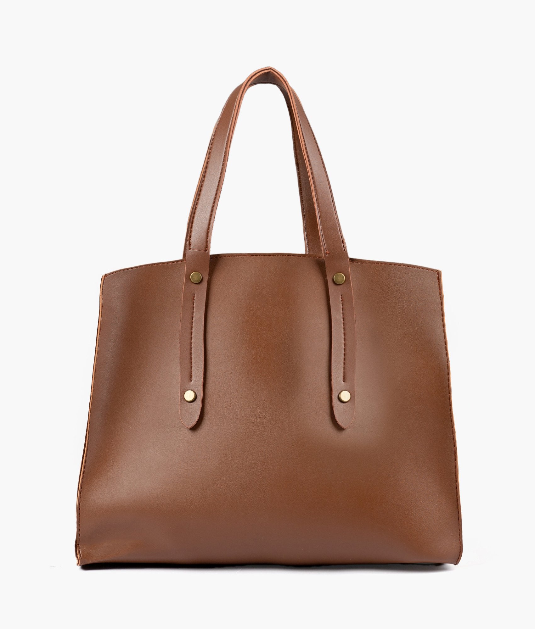 Brown multi compartment satchel bag