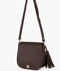 Dark brown foldover saddle bag