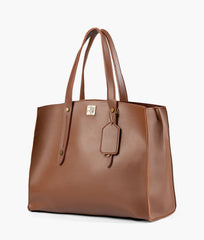 Brown multi compartment satchel bag