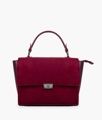 Burgundy suede mini messenger bag