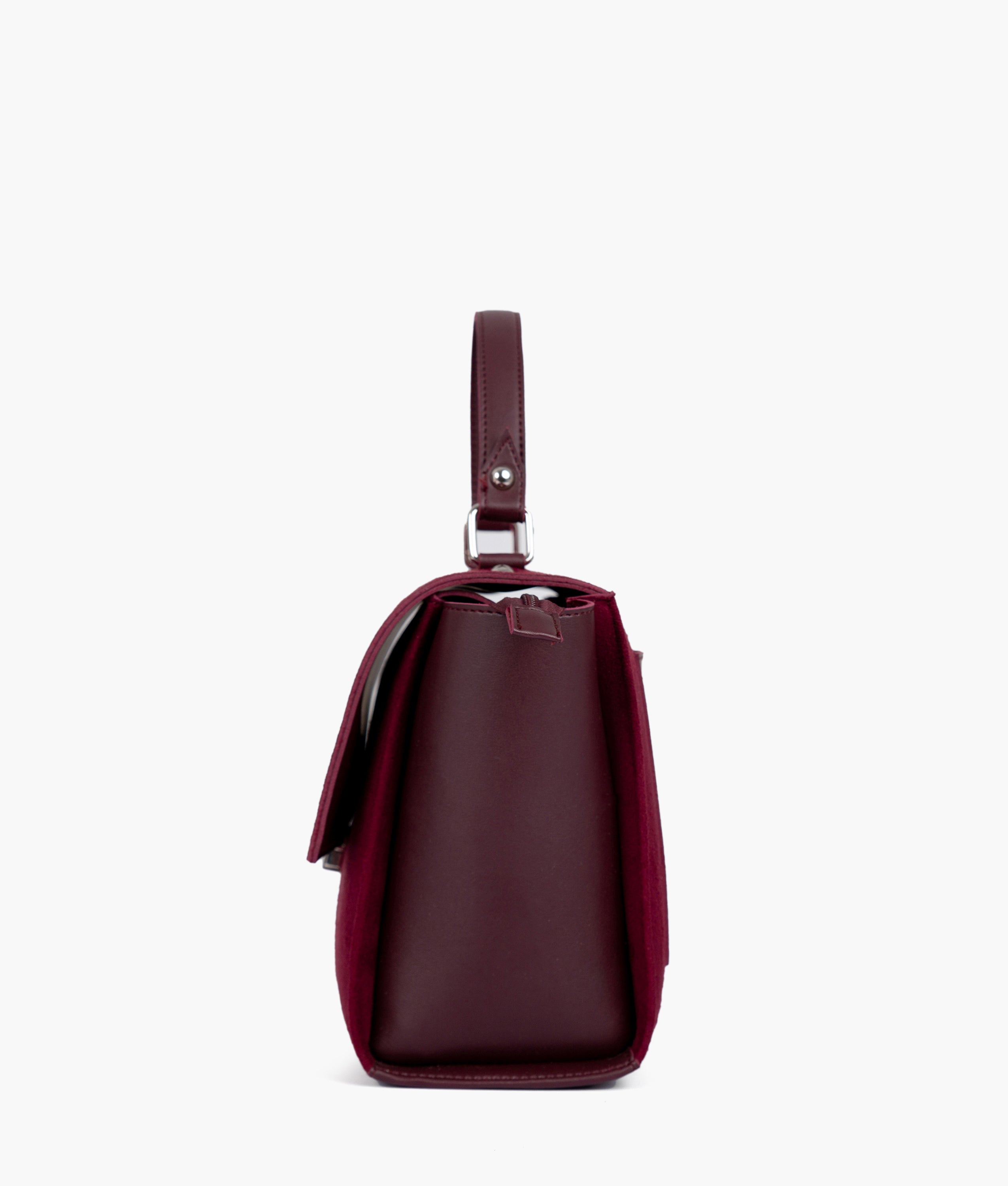Burgundy suede mini messenger bag