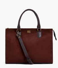Dark brown suede workplace handbag