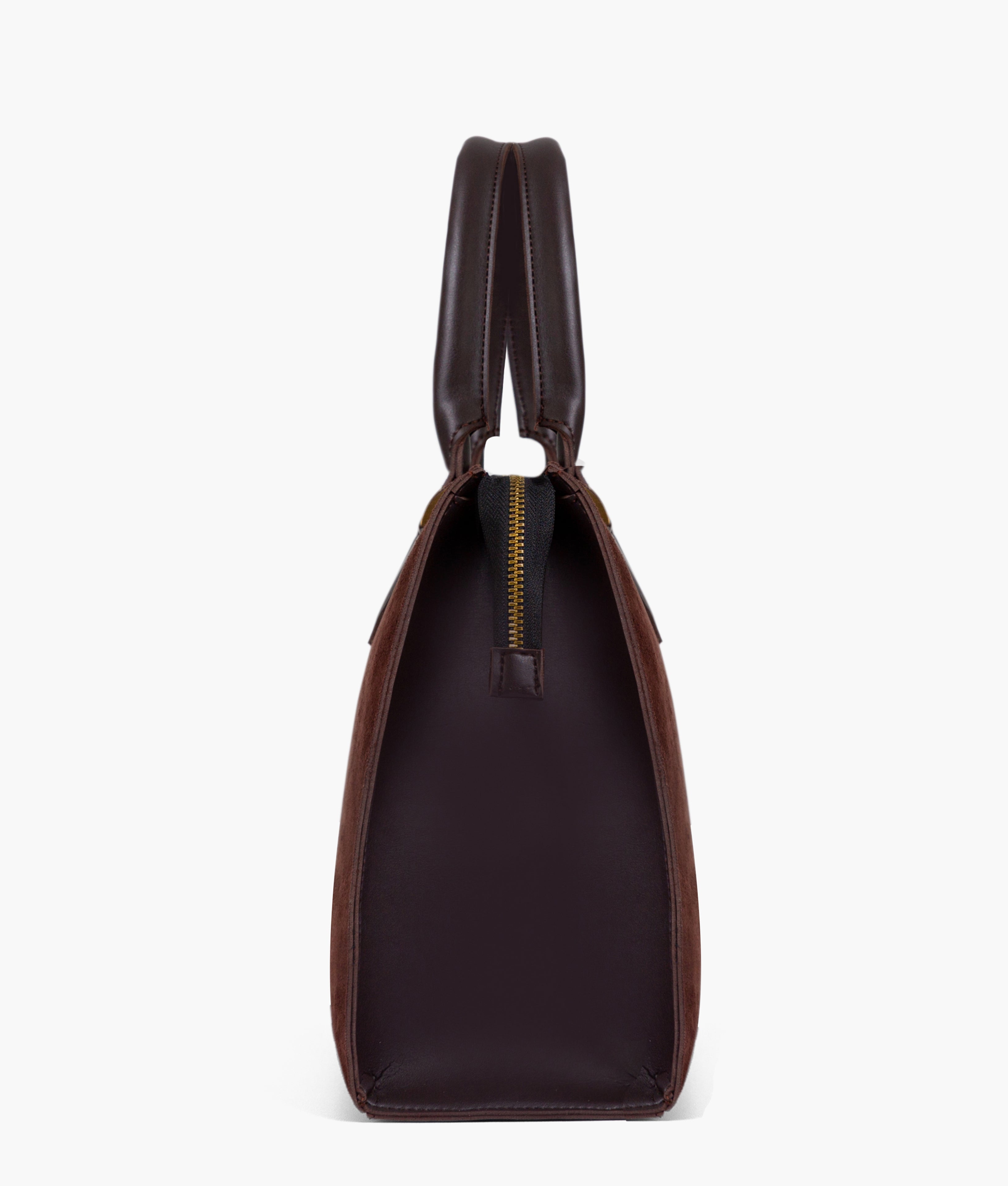 Dark brown suede workplace handbag