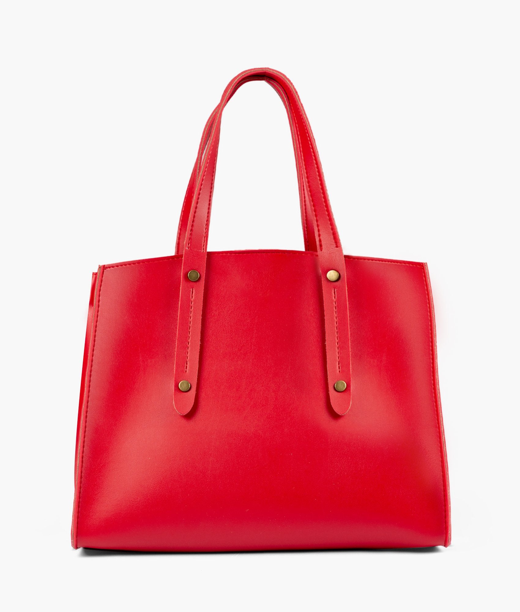 Red multi compartment satchel bag