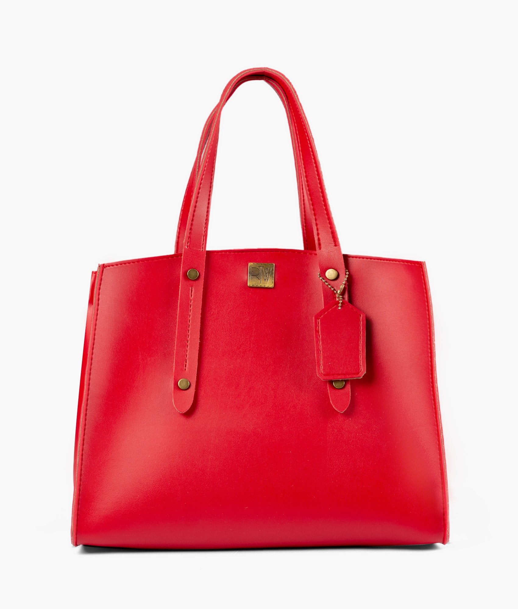 Red multi compartment satchel bag