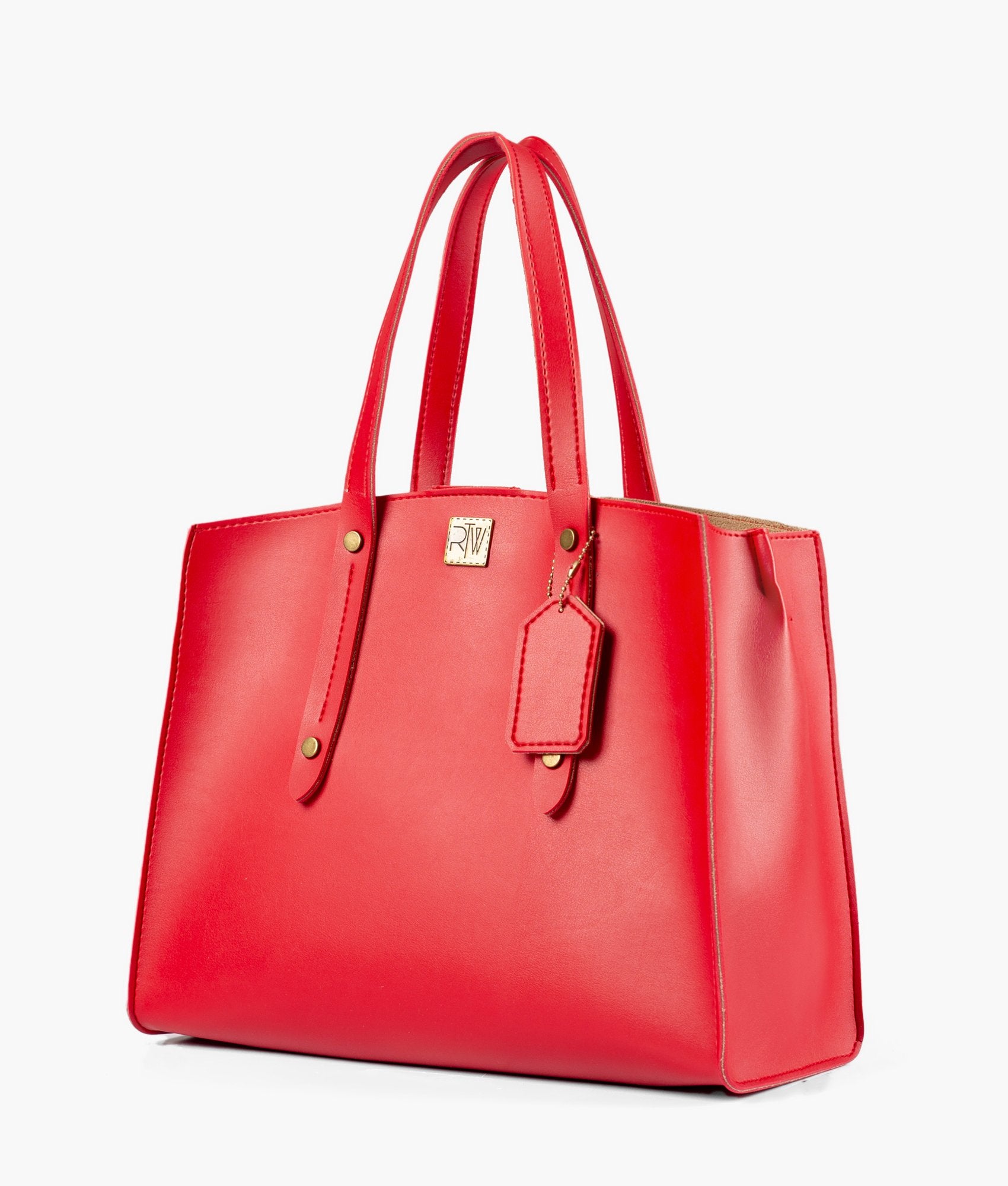 Red multi compartment satchel bag