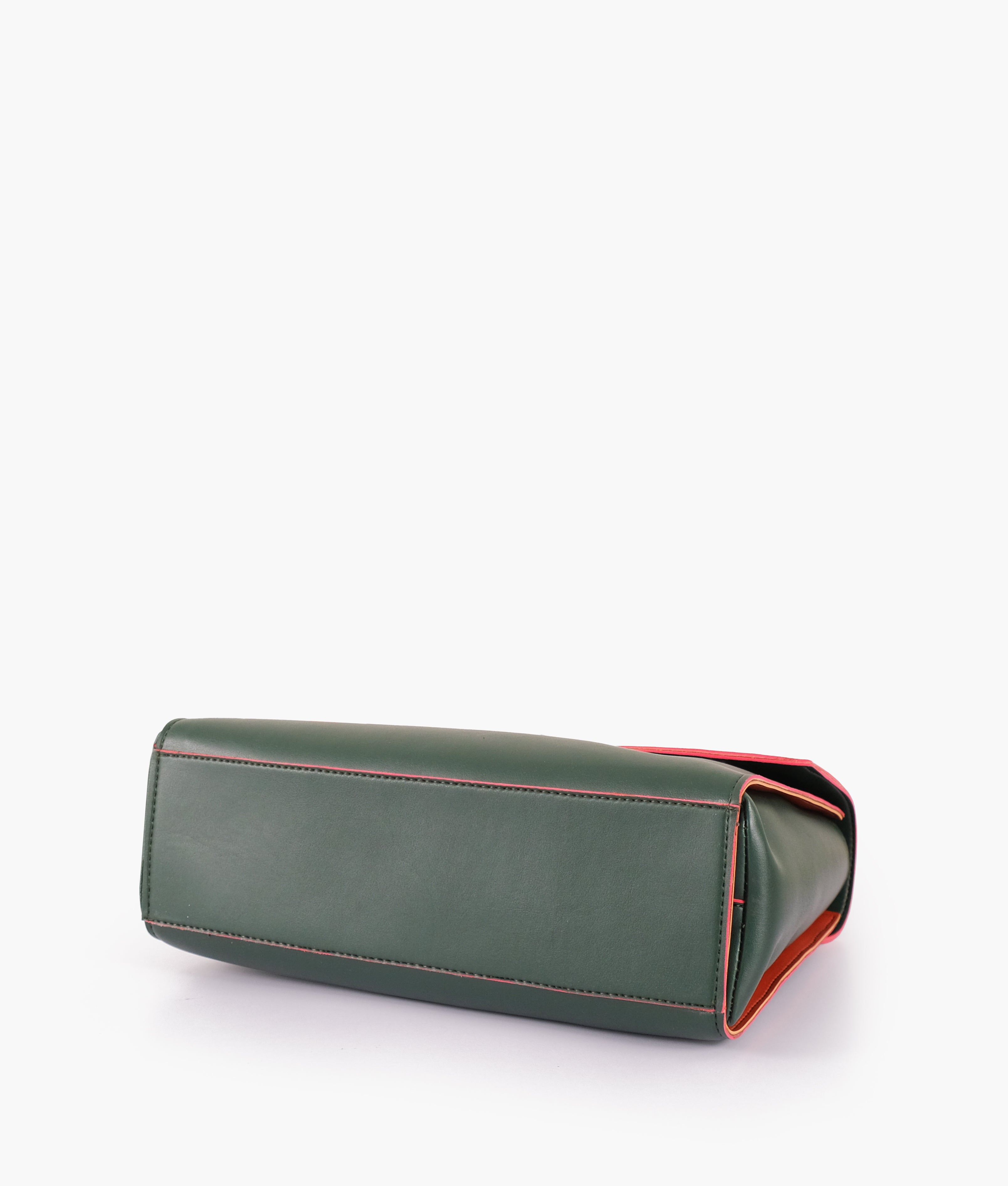 Army green flap-over top-handle bag