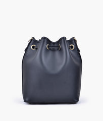 Black bucket bag with zipper pocket