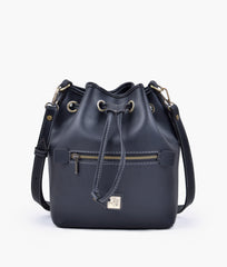 Black bucket bag with zipper pocket