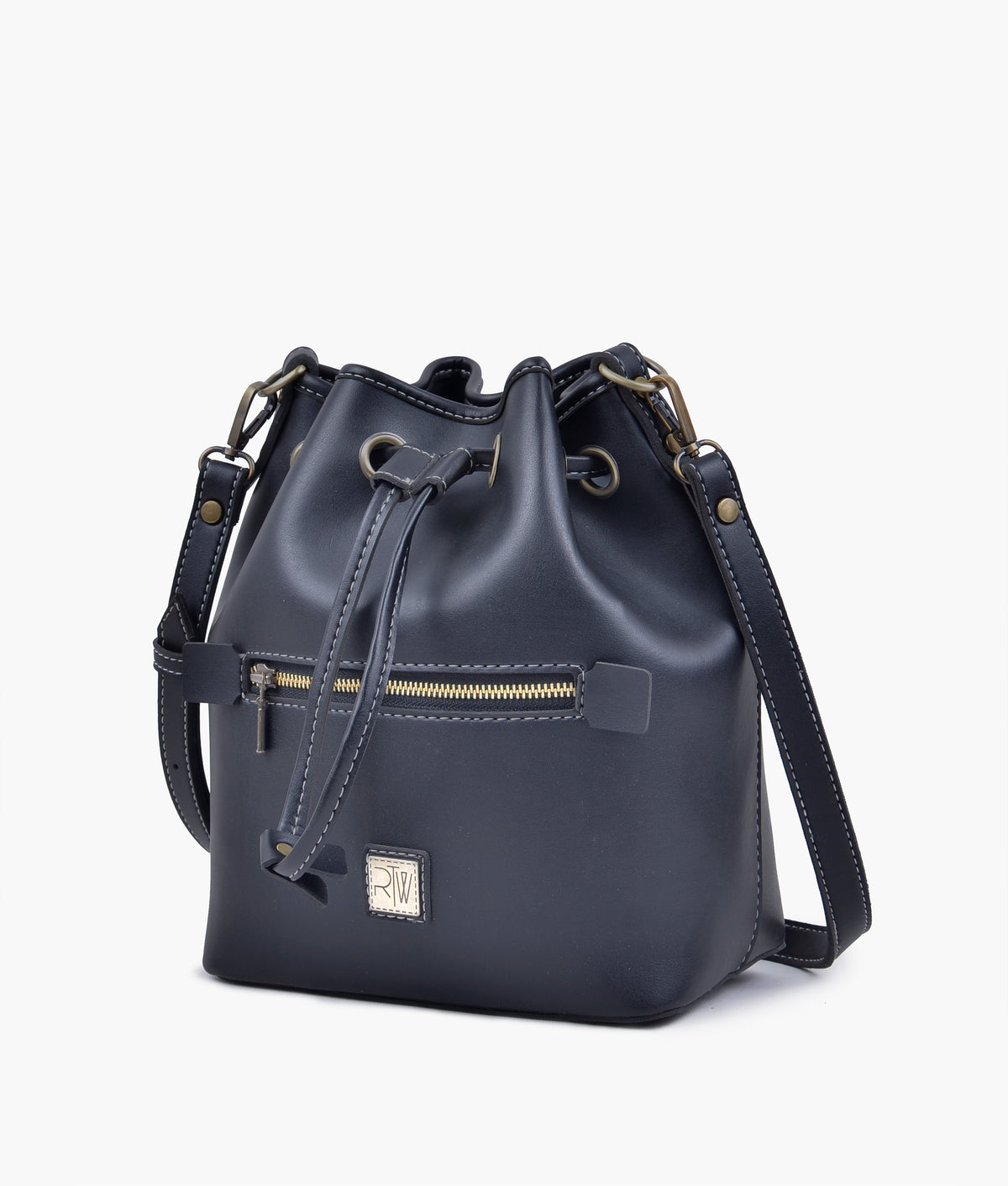 Black bucket bag with zipper pocket