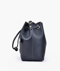 Black bucket bag with zipper pocket
