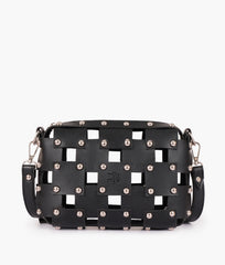 Black rivet cross-body bag