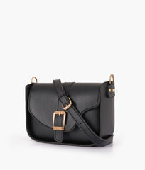 Black saddle buckle bag