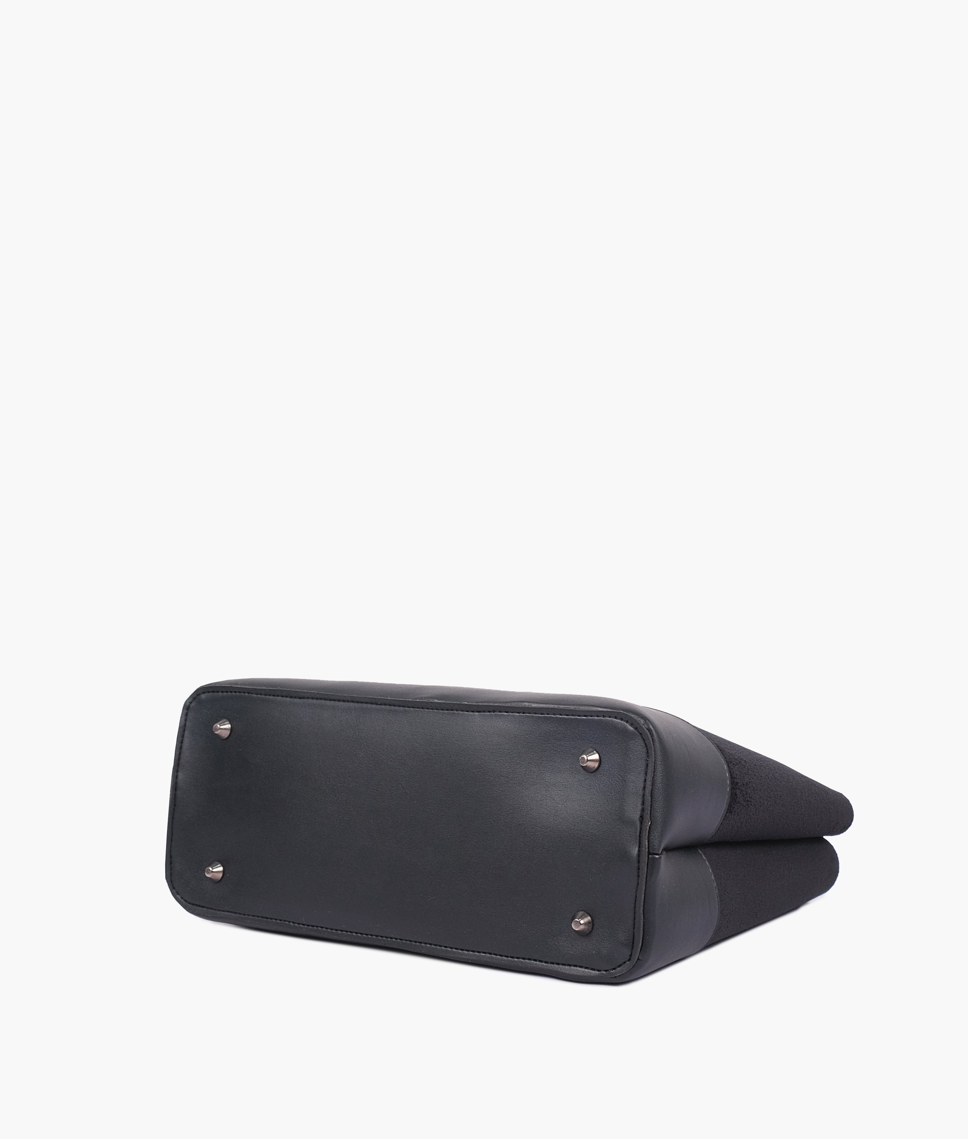 Black suede multi-compartment shoulder bag