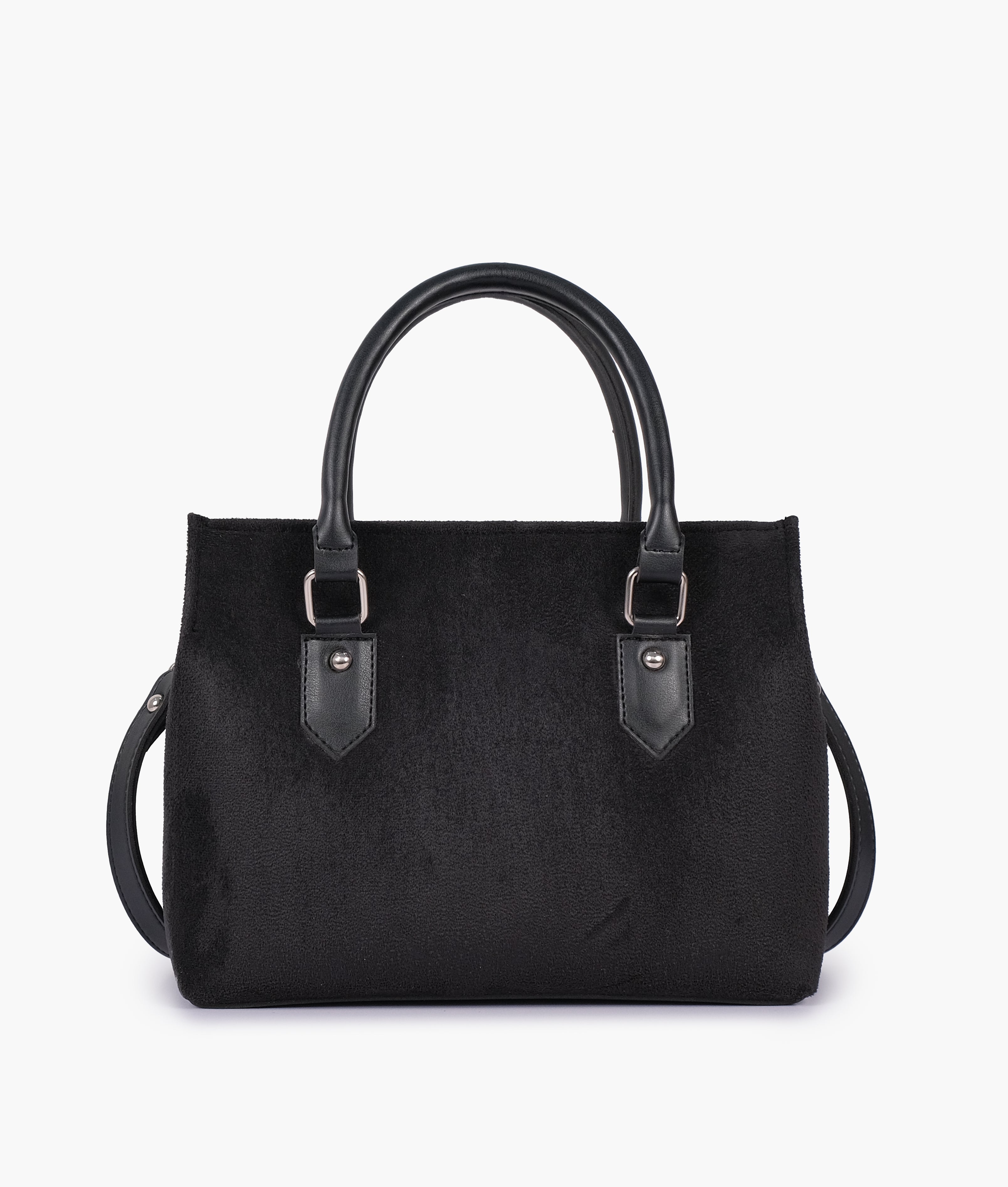 Black suede small satchel bag