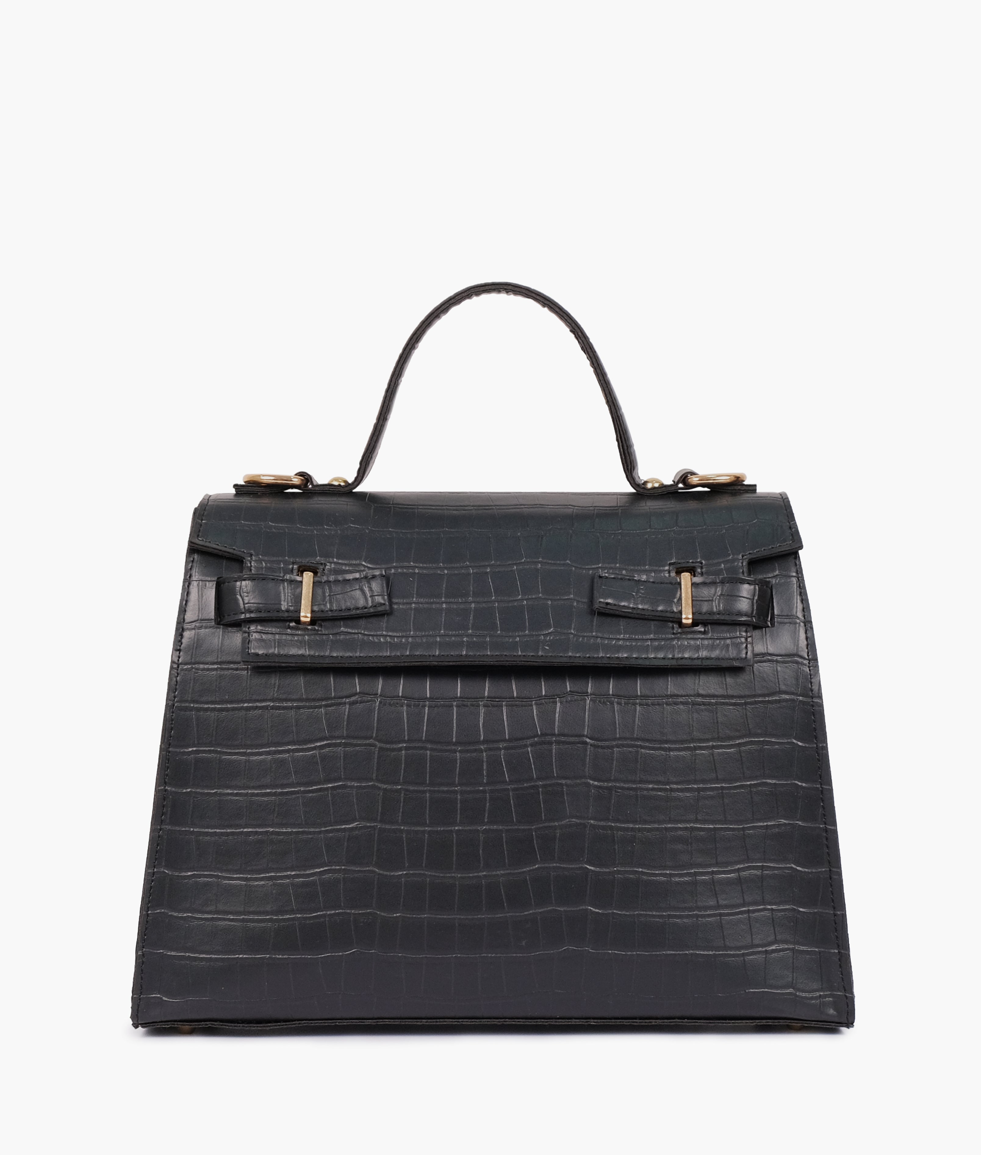 Black top-handle crocodile mini bag