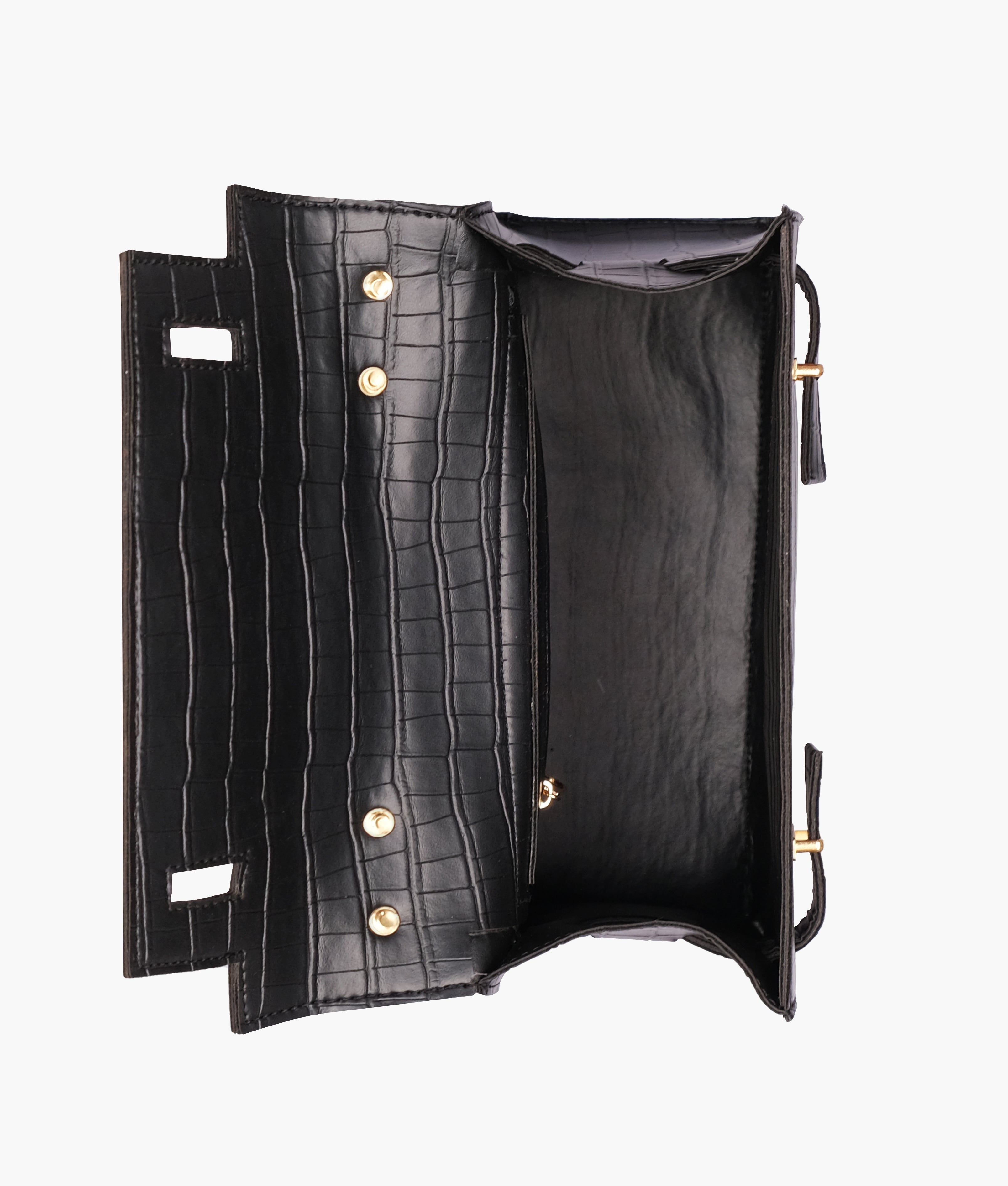 Black top-handle crocodile mini bag