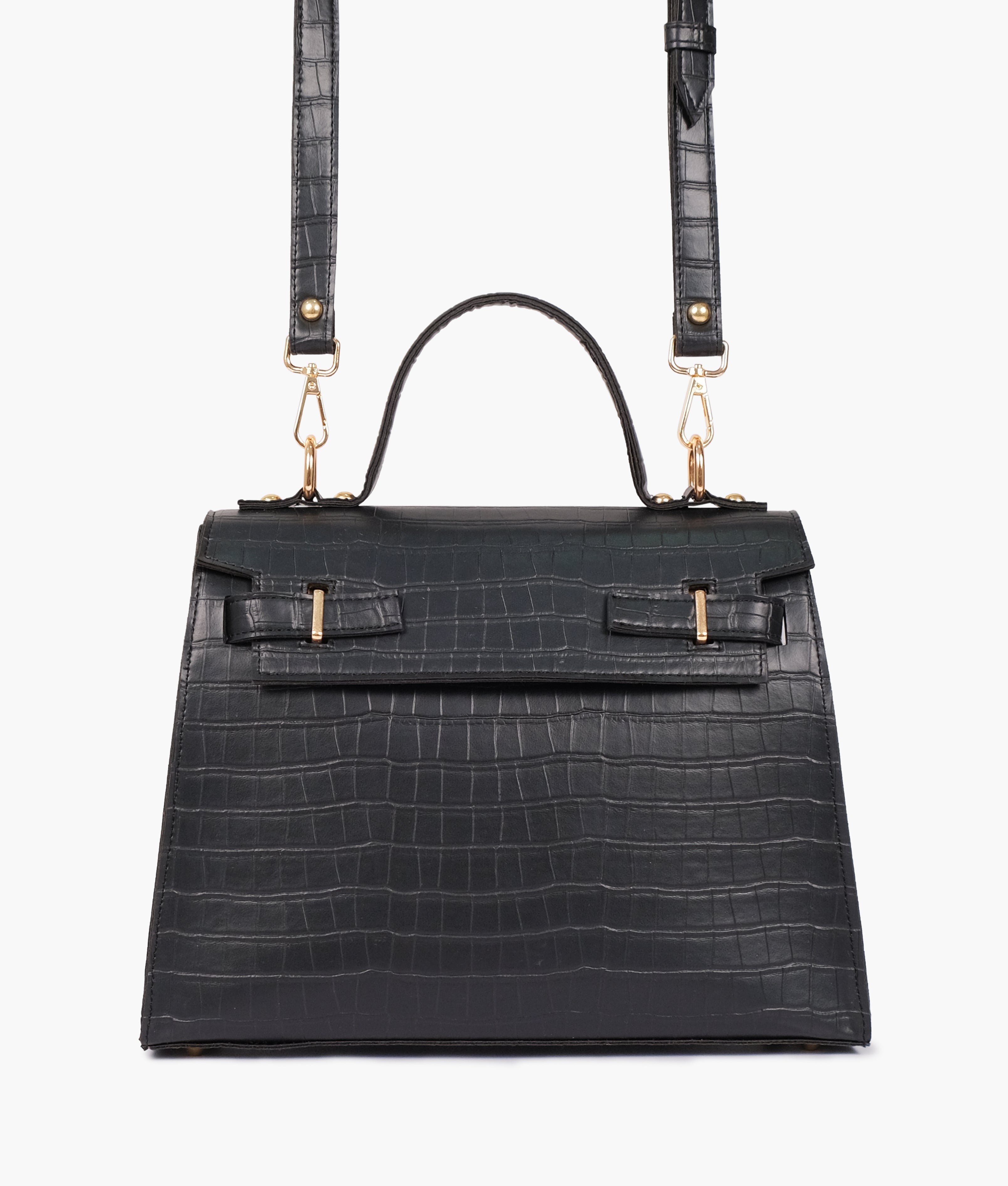 Black top-handle crocodile mini bag