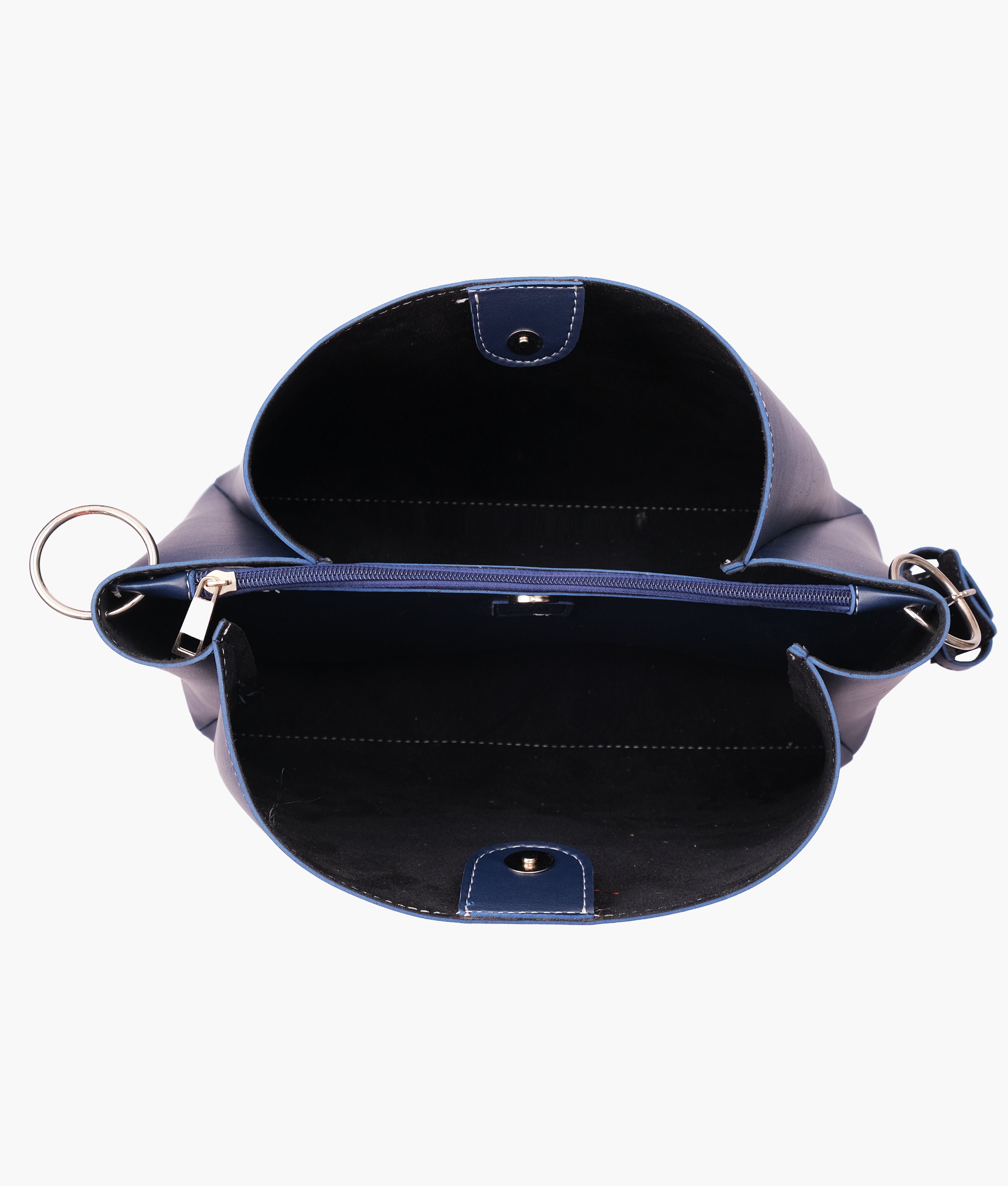 Blue handbag with braided handle
