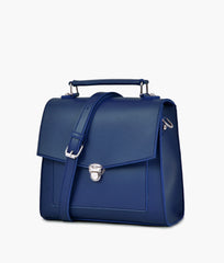 Blue push-lock messenger bag
