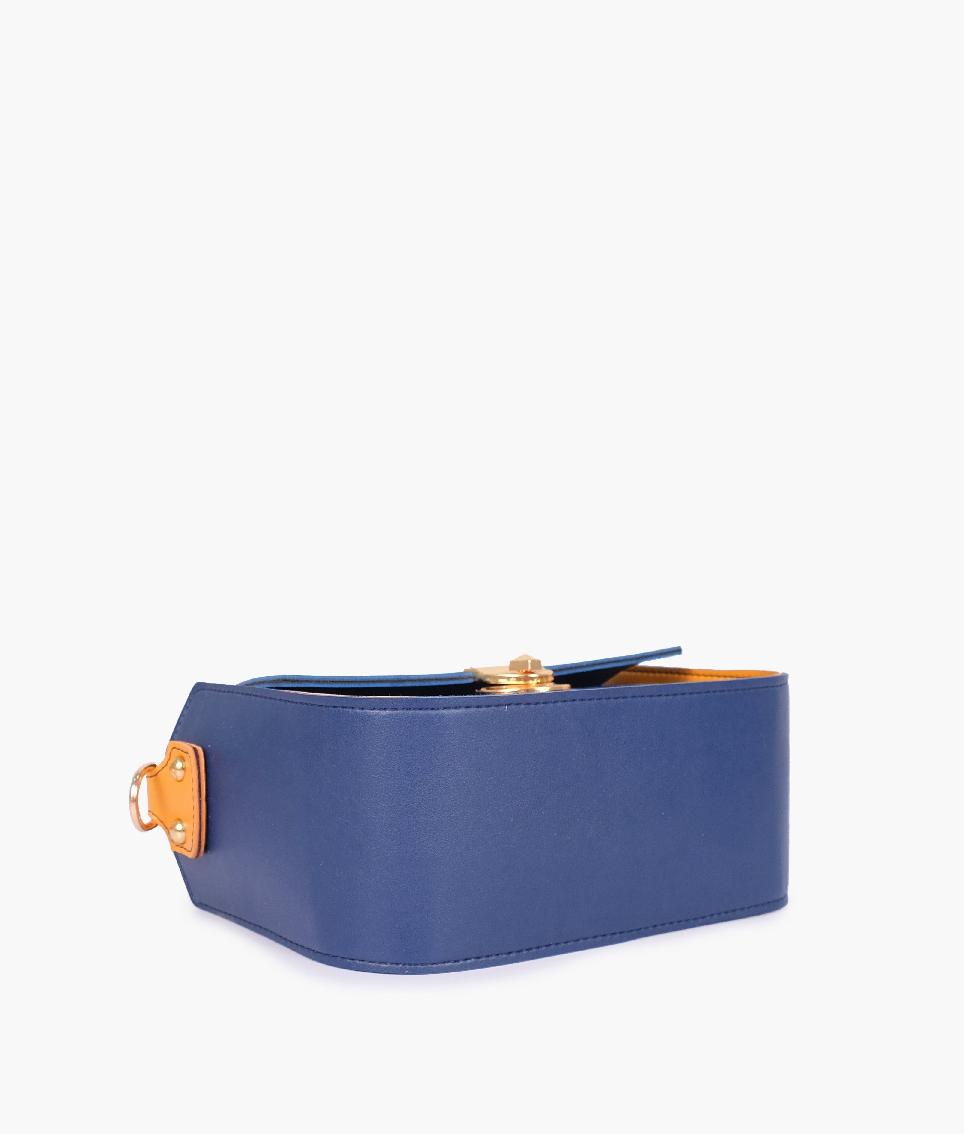 Blue saddle bag with twist lock