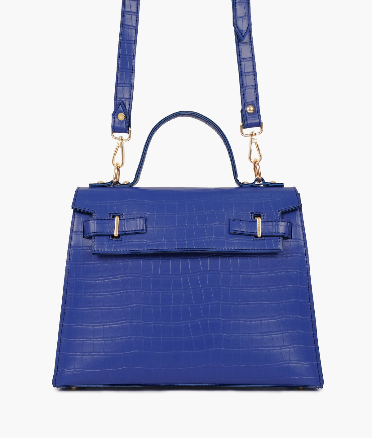 Blue top-handle crocodile mini bag
