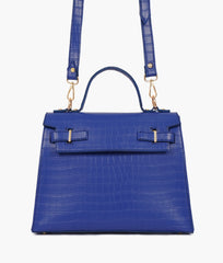 Blue top-handle crocodile mini bag