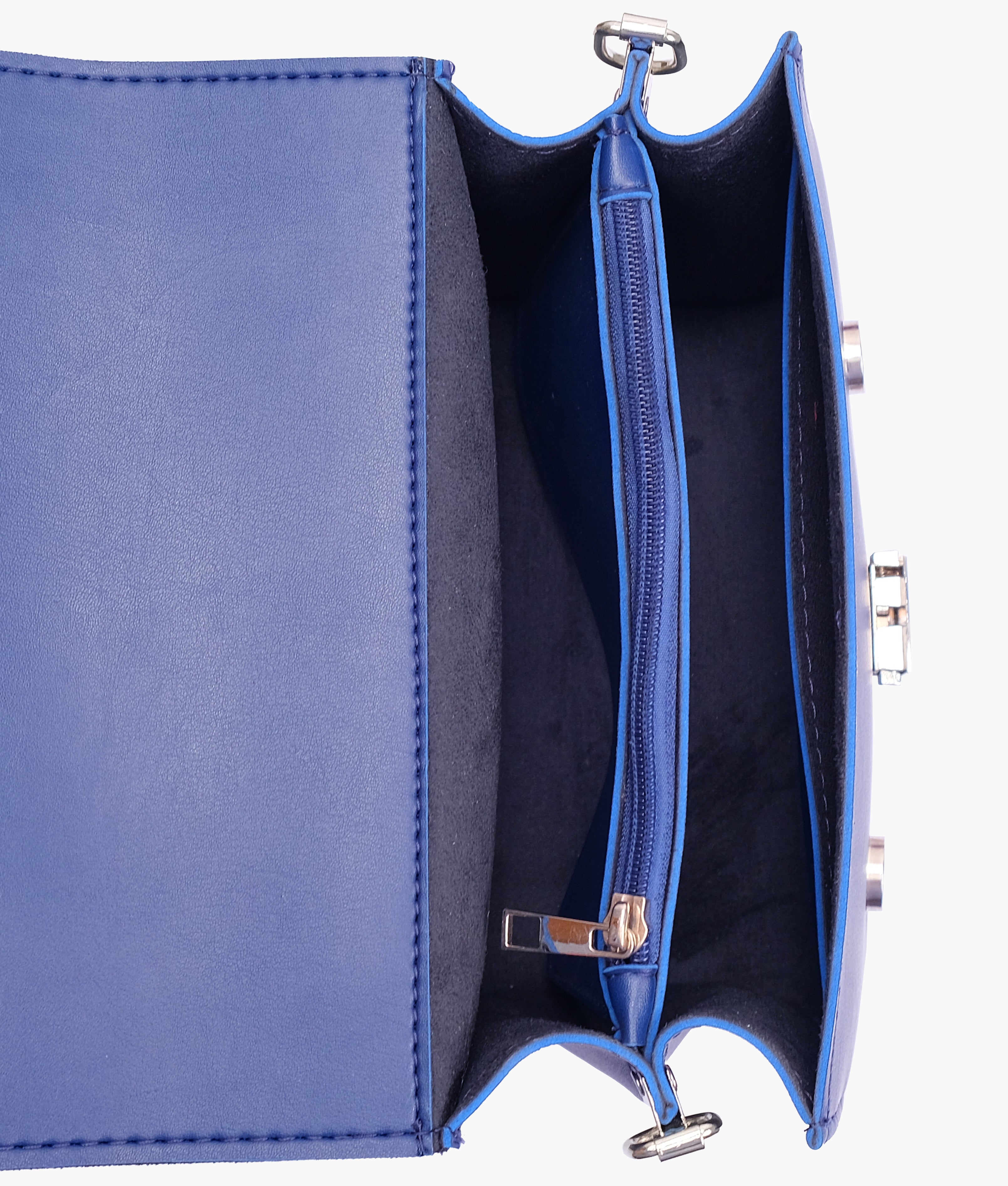 Blue top-handle mini cross-body bag