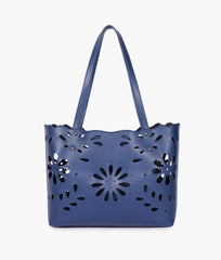 Blue two-piece floral tote