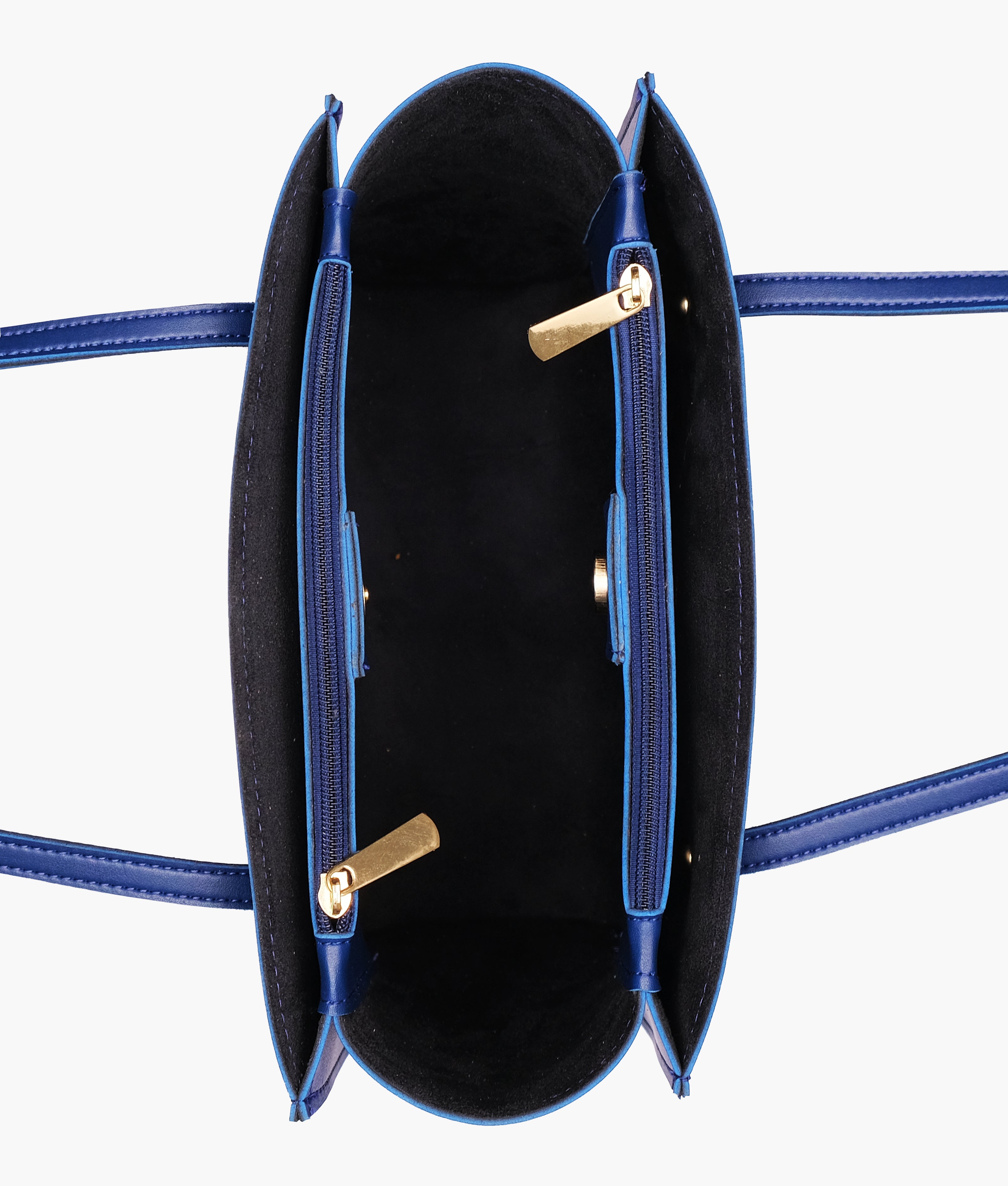 Blue zipper shoulder bag with long handle